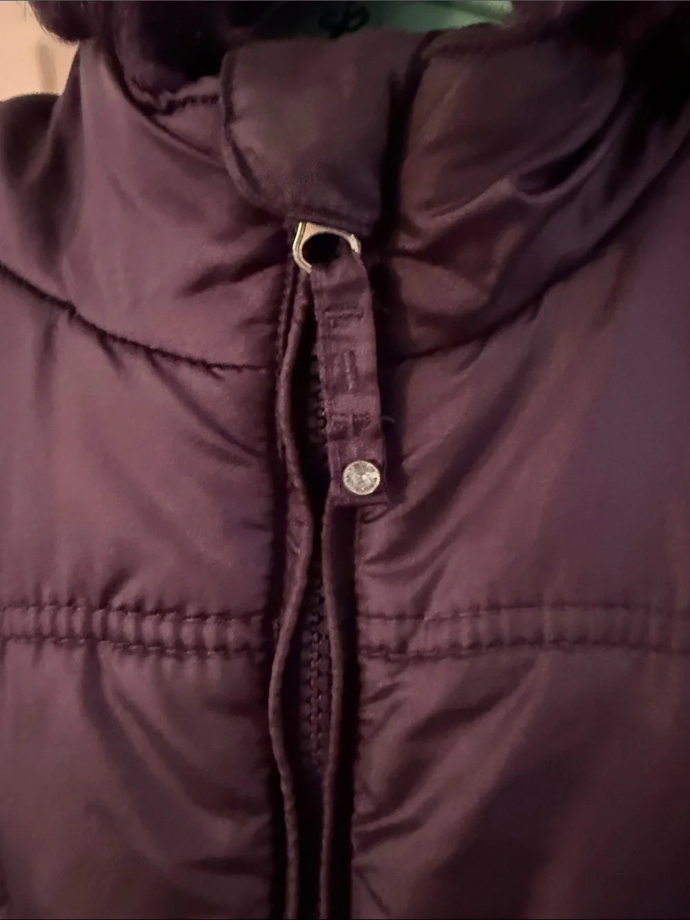 Girls' Purple Puffer Coat with Faux Fur Trim
